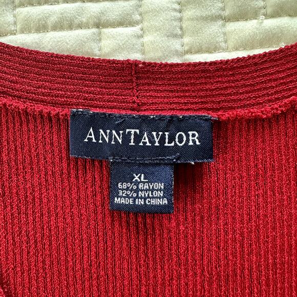 Vintage Ann Taylor Sleeveless Red Ribbed Knit Tank Top Size XL - Picture 2 of 5